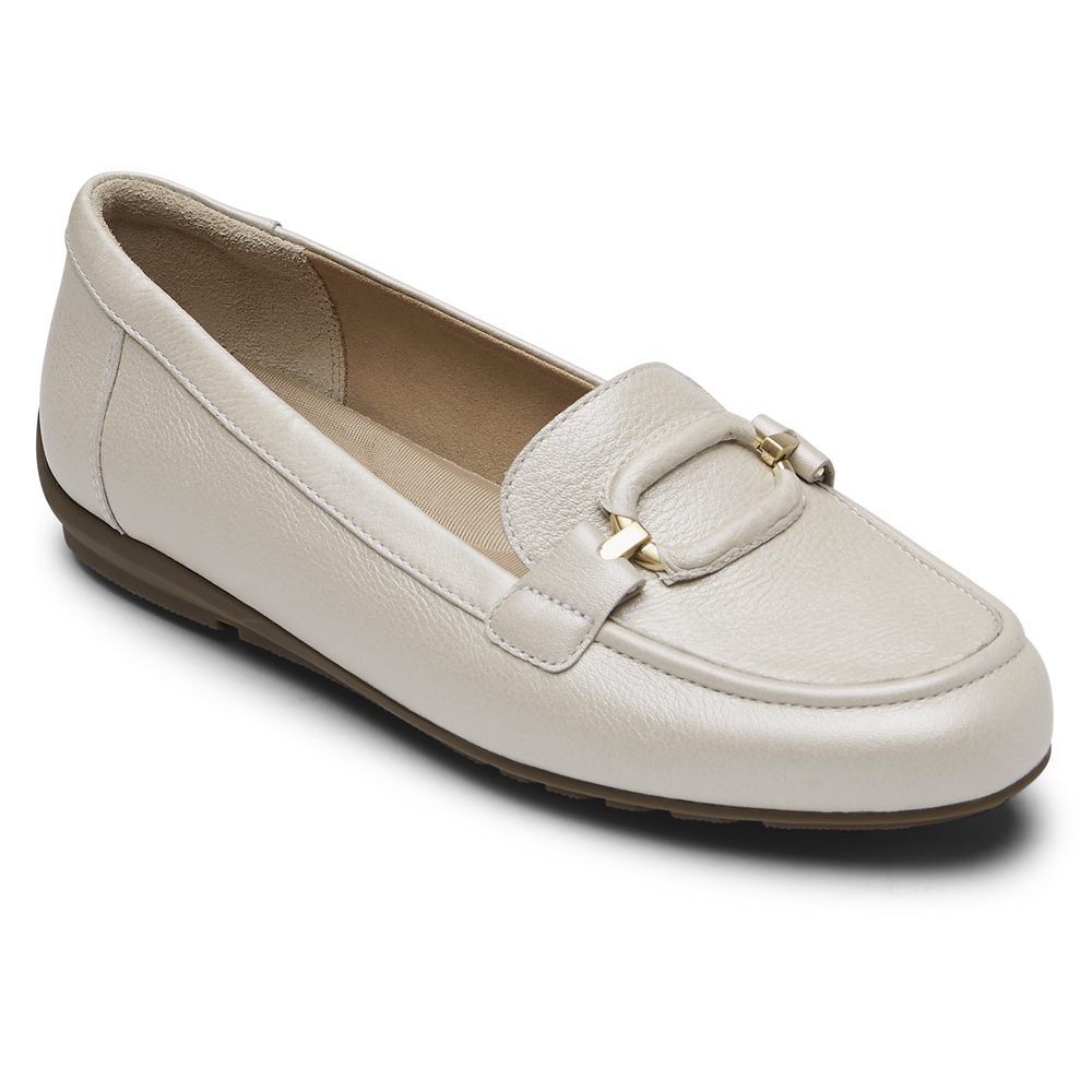 Rockport Womens Total Motion Circle Driver - Loafers White - HBG543607